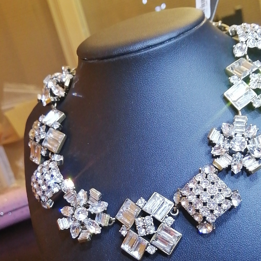 J. Crew Sparkling Crystals Vintage Statement Necklace Never Worn With Tags